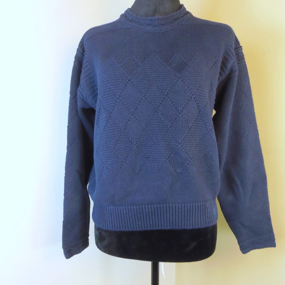 Vintage Liz Sport Argyle Knit pattern SZ Med Women's Sweater Collectible 90s